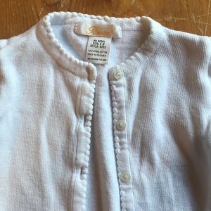 White scalloped edge 100% pima cotton cardigan